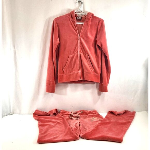 Juicy Couture Pink Tracksuit Sleepwear Size L Y2K Pink Melon Matching Pants - Picture 1 of 16